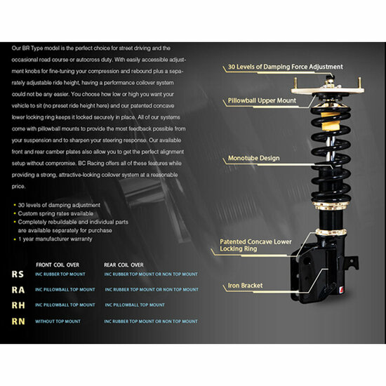 BC-Racing Schroefset BR-RH BMW E46 Achterzijde Ge&iuml;ntegreerd (True coilover)