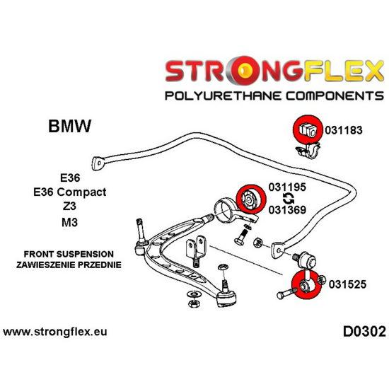 BMW E36 Compact (93-00) Strongflex Volledige ophangingsbus set - Sport