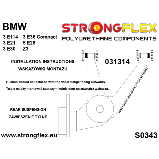 BMW E36 Compact (93-00) Strongflex Volledige ophangingsbus set - Sport