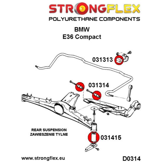 BMW E36 Compact (93-00) Strongflex Volledige ophangingsbus set - Sport