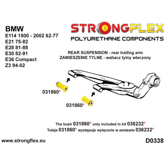 BMW E36 Compact (93-00) Strongflex Volledige ophangingsbus set - Sport