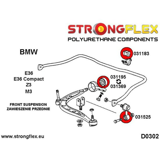 Strongflex Voorste draagarm bus (lollipop bush)