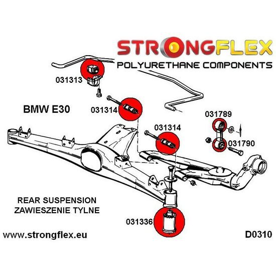 Achterste stabilisatorstangverbinding met stabilisatorstang bus