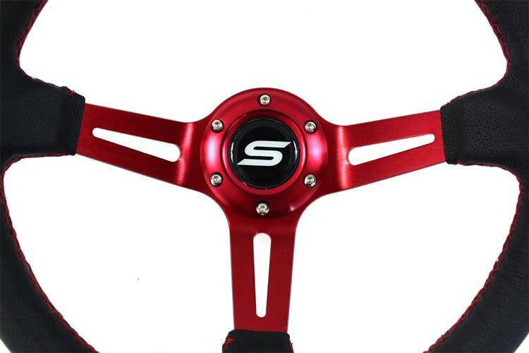Slide Leer stuur 350mm Rood offset: 90mm