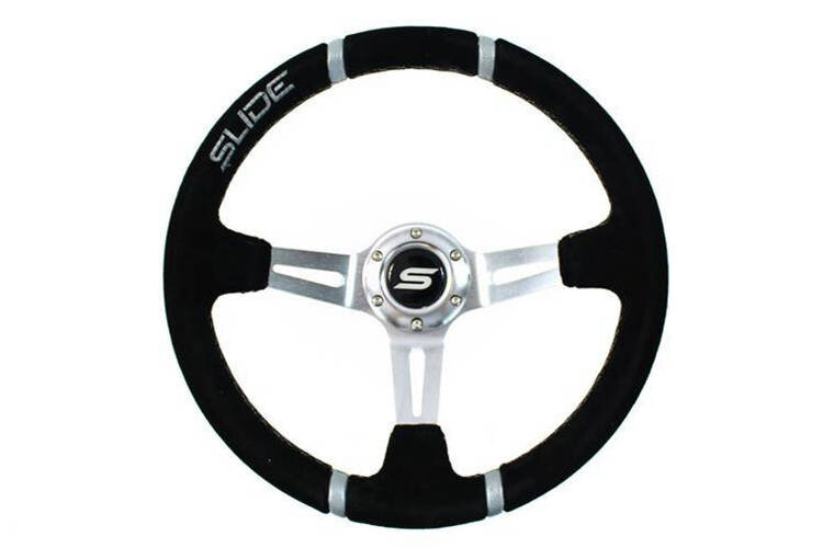 Slide Suede stuur 350mm Silver offset: 90mm
