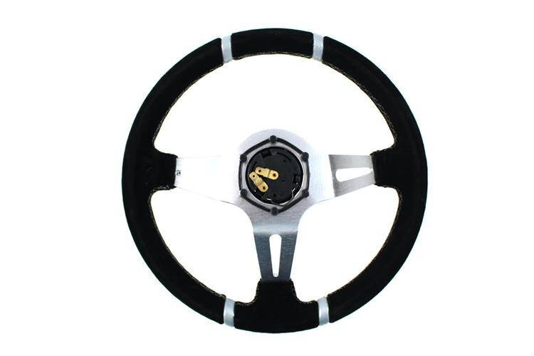 Slide Suede stuur 350mm Silver offset: 90mm
