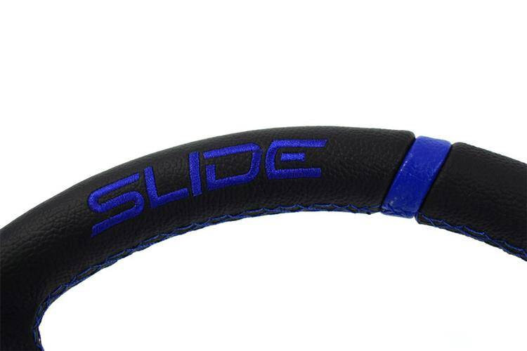 Slide Leer stuur 350mm Silver met Blauwe strip offset: 90mm