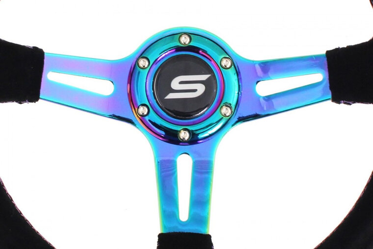 SLIDE Suede stuur 350mm NeoChrome offset: 45mm  