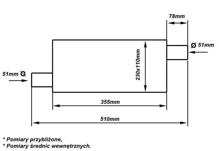 Turboworks Midden Demper 51mm LT 304SS 355mm