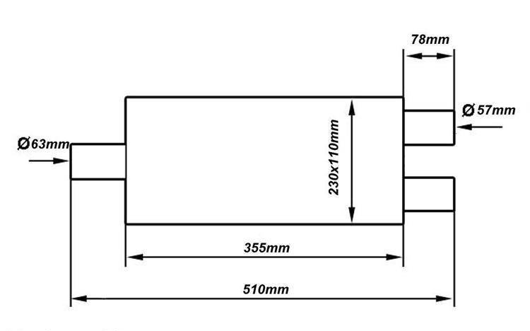 Turboworks Midden Y Demper 63,5/57mm LT 304SS 355mm