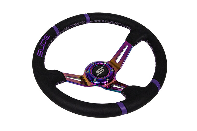SLIDE stuurwiel 350mm leder neochrome kleurwisseling detail