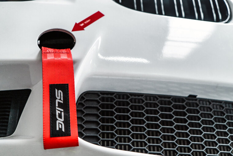 SLIDE sleepband rood bevestiging detail