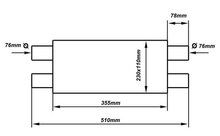 Turboworks Midden H Demper 76mm LT 304SS 355mm