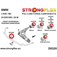 031935A: Voorste draagarmbus 66mm centrisch aangepaste draagarm SPORT