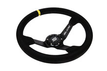 SLIDE stuurwiel 350mm suede gele streep achterkant detail