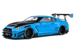 Nissan GT-R (R35) W/ Liberty Walk Bodykit 2.0 '24, blauw 1:18